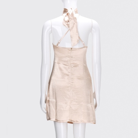 🌟🌟Sexy Light Gold V Cut Silk Midi Dress🌟🌟 - Picture 4 of 8